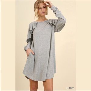 Umgee along Sleeve Dress with Ruffle Details